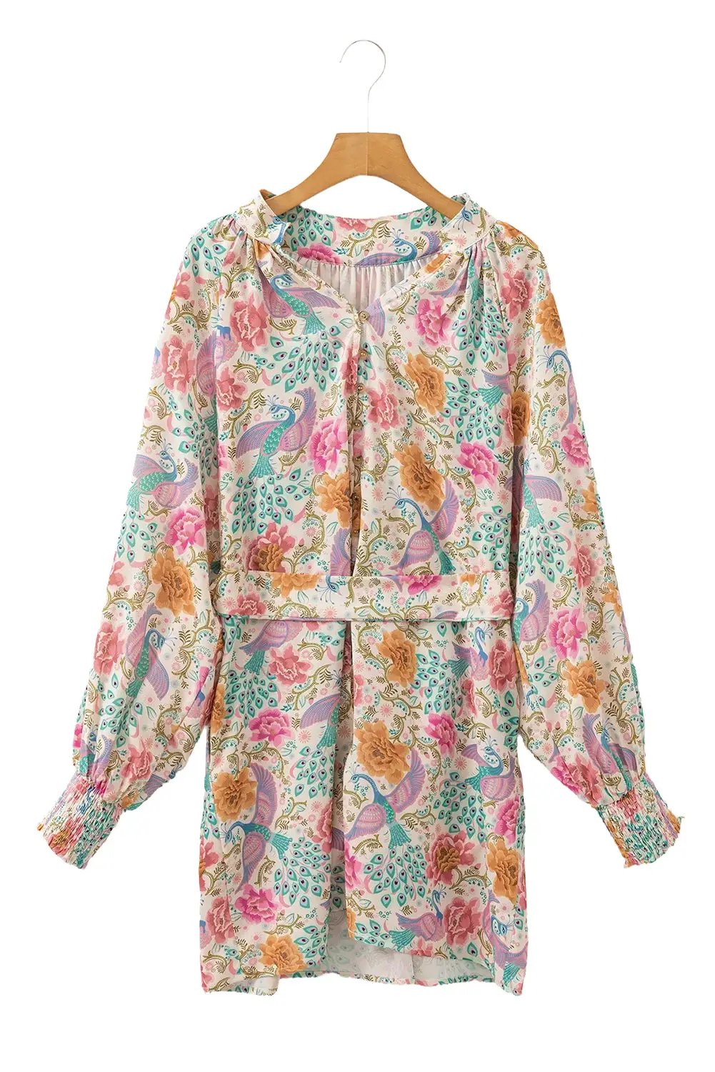Grateful Threads Boutique Floral Print Bubble Sleeve Mini Dress - Dresses