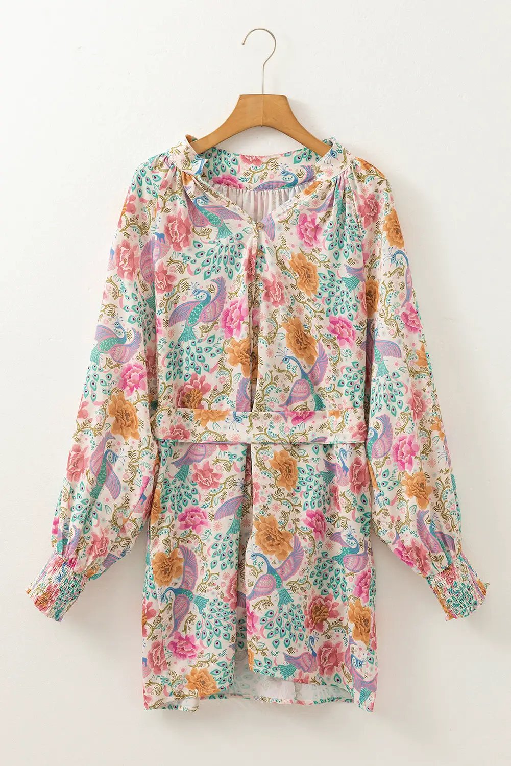 Grateful Threads Boutique Floral Print Bubble Sleeve Mini Dress - Dresses