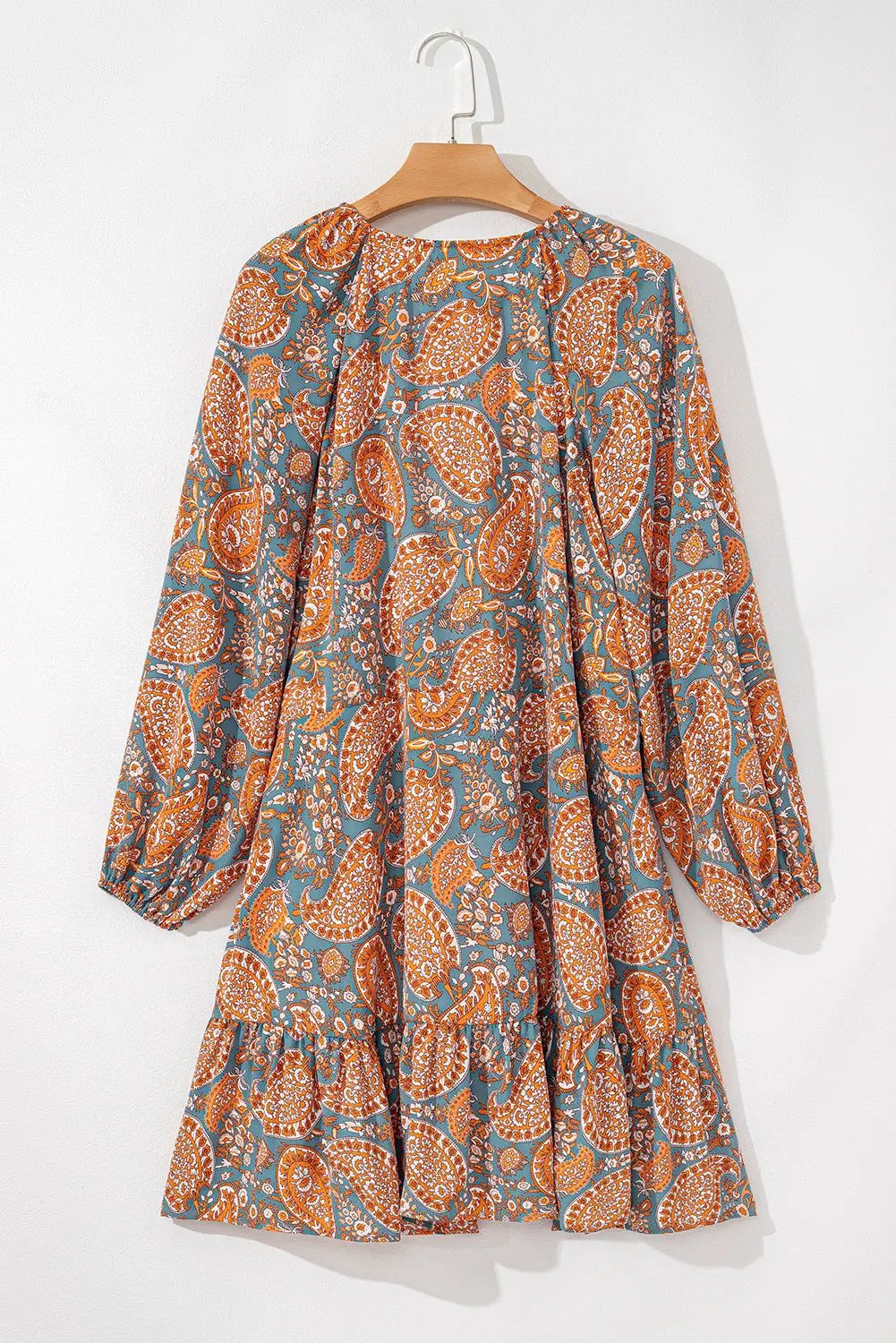 Grateful Threads Boutique Orange Paisley High Waist Mini Dress - Dresses