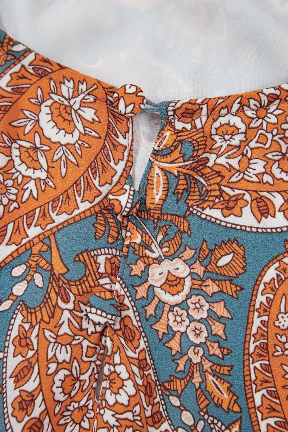 Grateful Threads Boutique Orange Paisley High Waist Mini Dress - Dresses