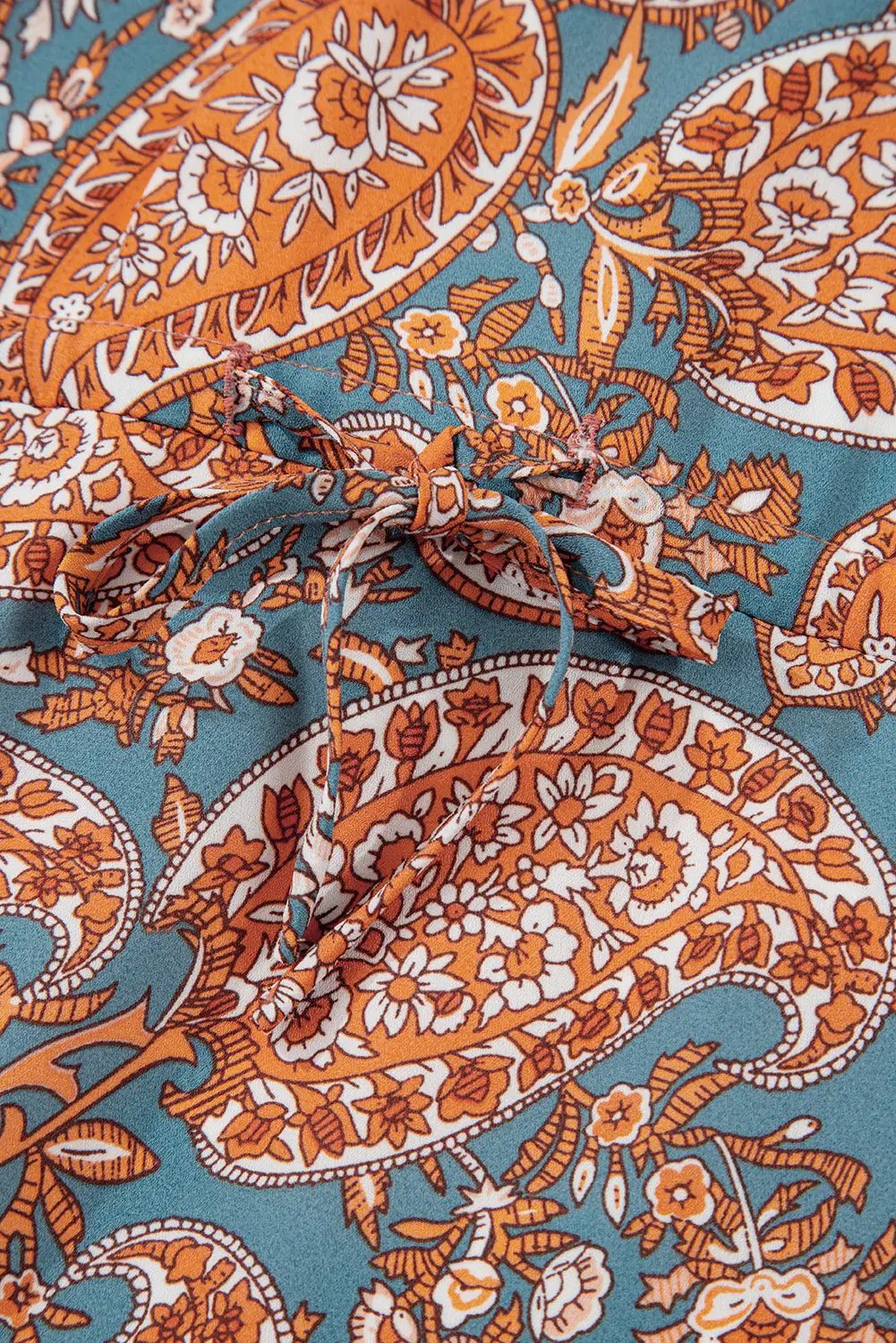 Grateful Threads Boutique Orange Paisley High Waist Mini Dress - Dresses