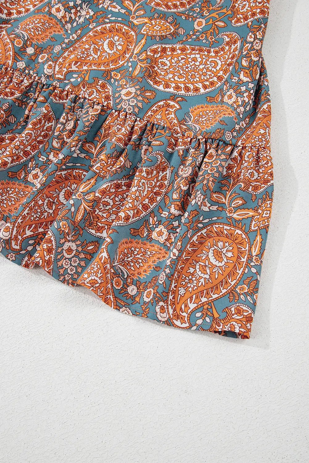 Grateful Threads Boutique Orange Paisley High Waist Mini Dress - Dresses