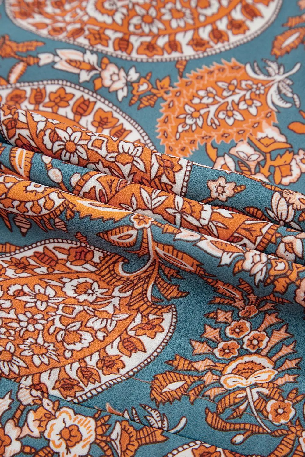 Grateful Threads Boutique Orange Paisley High Waist Mini Dress - Dresses