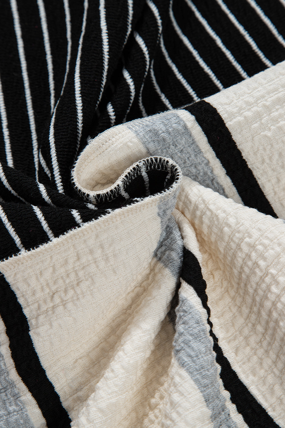 Grateful Threads Boutique City Stripe Collared Henley Dress - Dresses Black Stripe Colorblock Knit Henley Collar Shift Long Sleeve Mini Dress