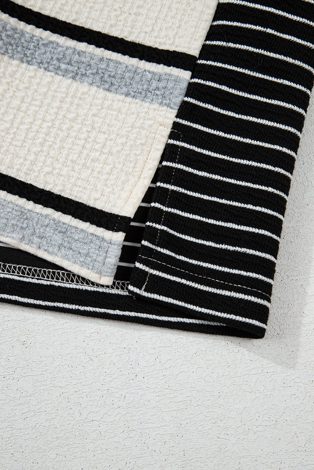 Grateful Threads Boutique City Stripe Collared Henley Dress - Dresses Black Stripe Colorblock Knit Henley Collar Shift Long Sleeve Mini Dress