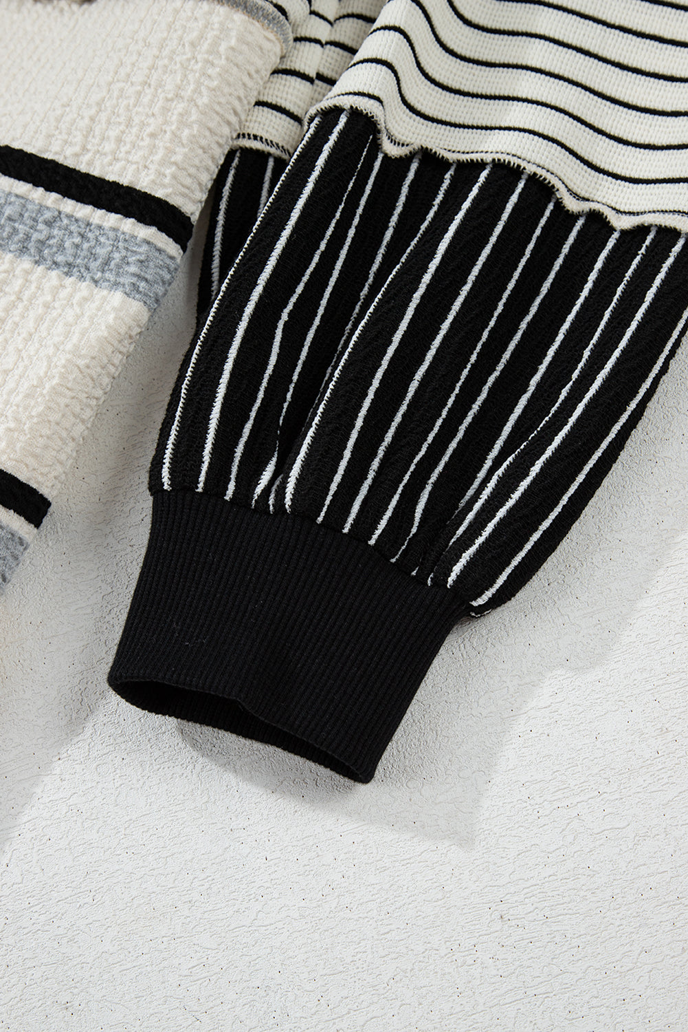 Grateful Threads Boutique City Stripe Collared Henley Dress - Dresses Black Stripe Colorblock Knit Henley Collar Shift Long Sleeve Mini Dress