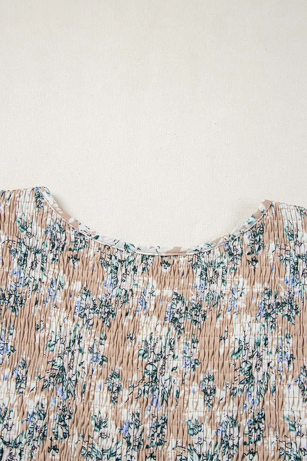 Grateful Threads Boutique Khaki Maple Grove Floral Smocked Puff Sleeve Long Dress - Dresses Khaki Maple Grove Floral Smocked Puff Sleeve Long Dress