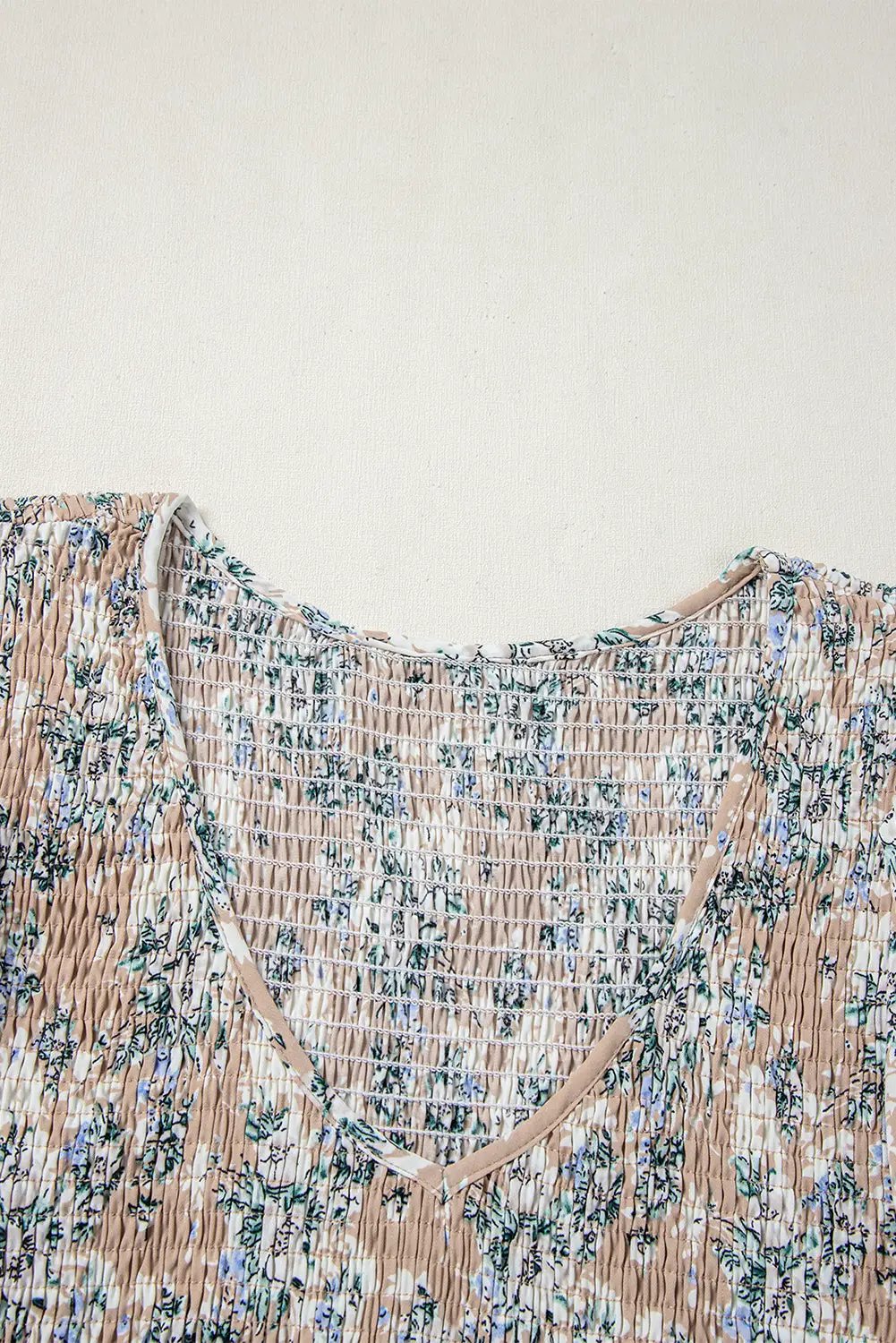 Grateful Threads Boutique Khaki Maple Grove Floral Smocked Puff Sleeve Long Dress - Dresses Khaki Maple Grove Floral Smocked Puff Sleeve Long Dress