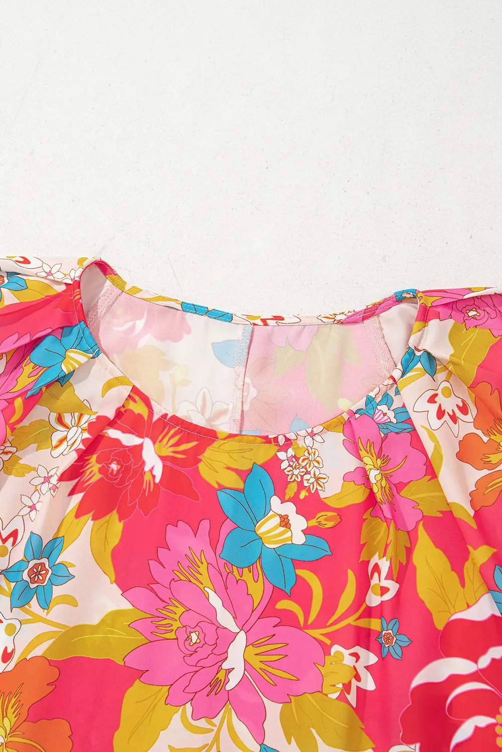 Grateful Threads Boutique Pink Floral Print Bubble Short Sleeve Dress - Dresses Pink Floral Print Bubble Short Sleeve Dress