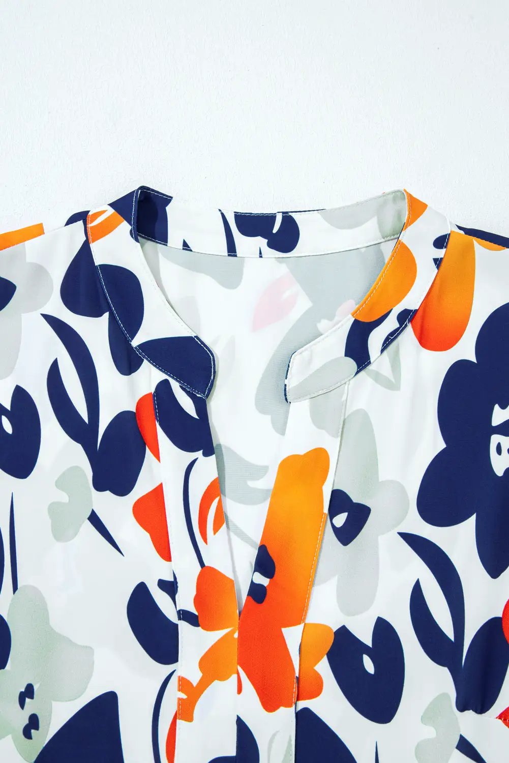 Grateful Threads Boutique Floral Print Notched Neck Flutter Sleeve Mini Dress - Dresses orange floral flutter sleeve mini dress