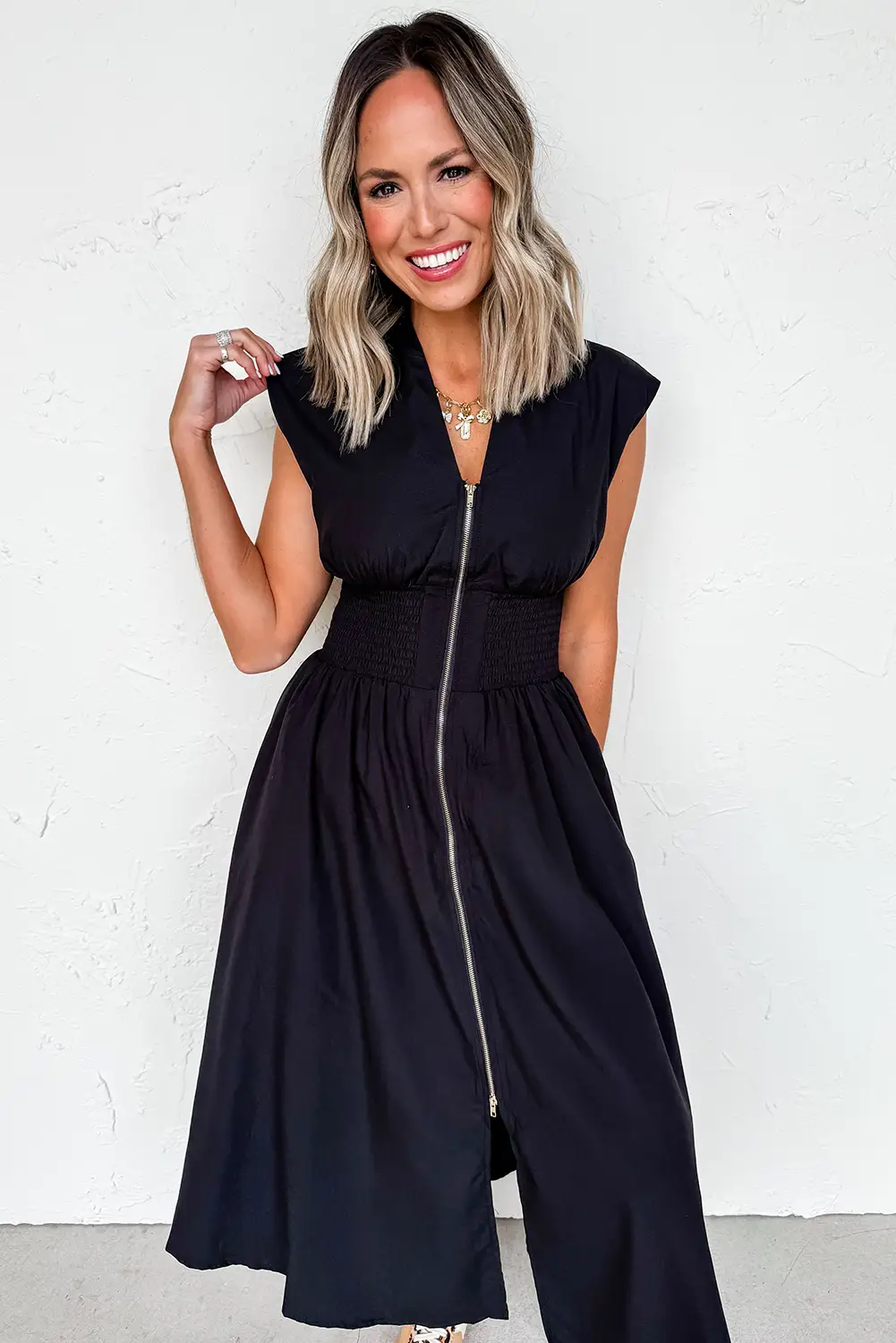 Grateful Threads Boutique Black Sleeveless Zipped Maxi Dress - Dresses Black Sleeveless Zipped Maxi Dress