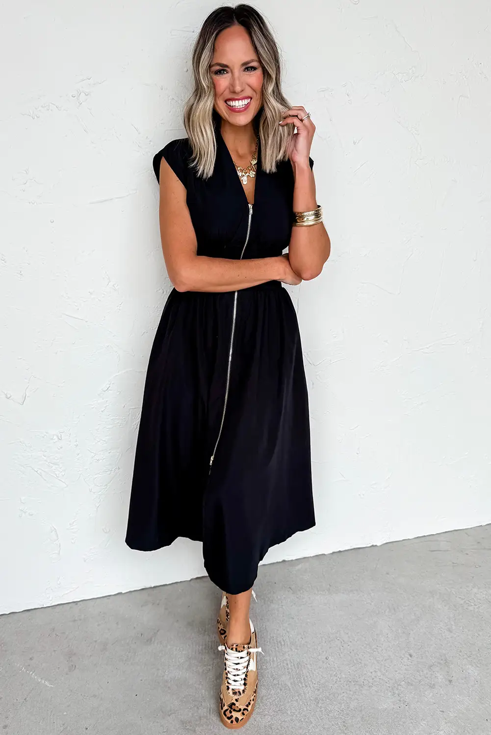 Grateful Threads Boutique Black Sleeveless Zipped Maxi Dress - Dresses Black Sleeveless Zipped Maxi Dress