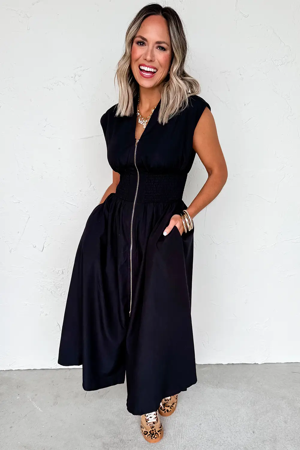 Grateful Threads Boutique Black Sleeveless Zipped Maxi Dress - Dresses Black Sleeveless Zipped Maxi Dress