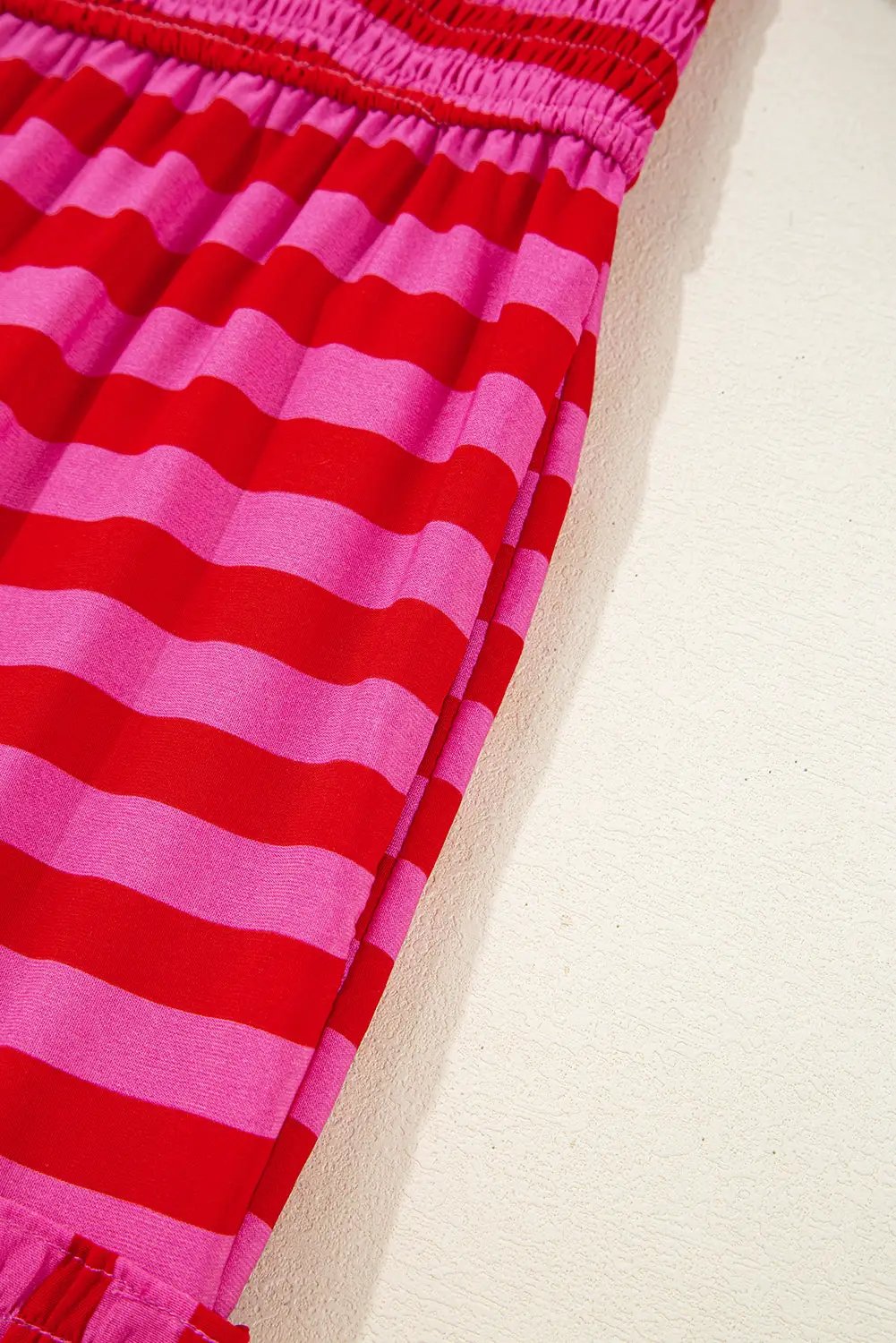 Grateful Threads Boutique Rose Stripe Flutter Sleeve Smocked Bodice Tiered Maxi Dress - Dresses Rose Stripe Flutter Sleeve Smocked Bodice Tiered Maxi Dress