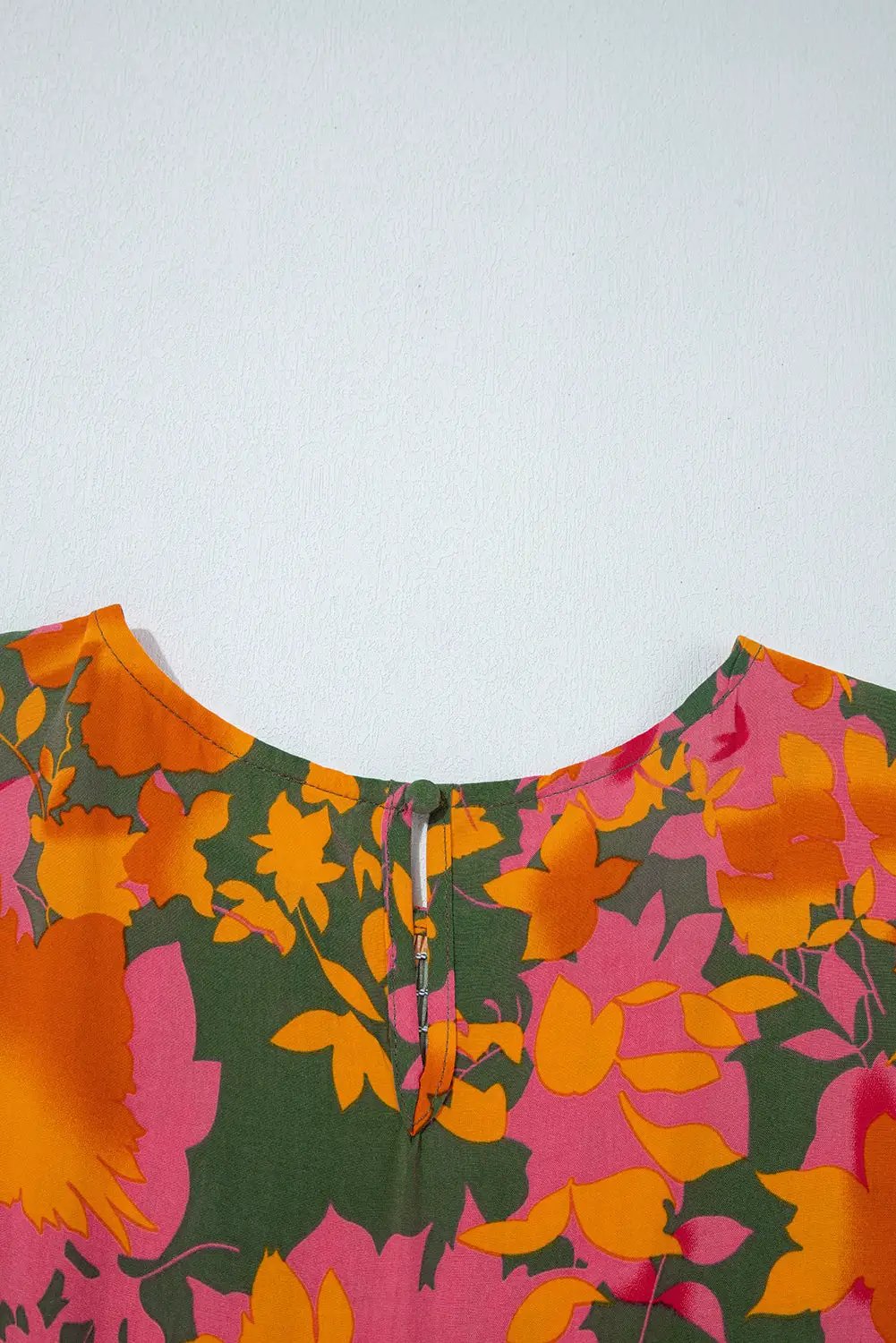 Grateful Threads Boutique Orange Floral Puff Sleeve Smocked Bodice Ruffled Long Dress - Dresses Orange Floral Puff Sleeve Smocked Bodice Ruffled Long Dress