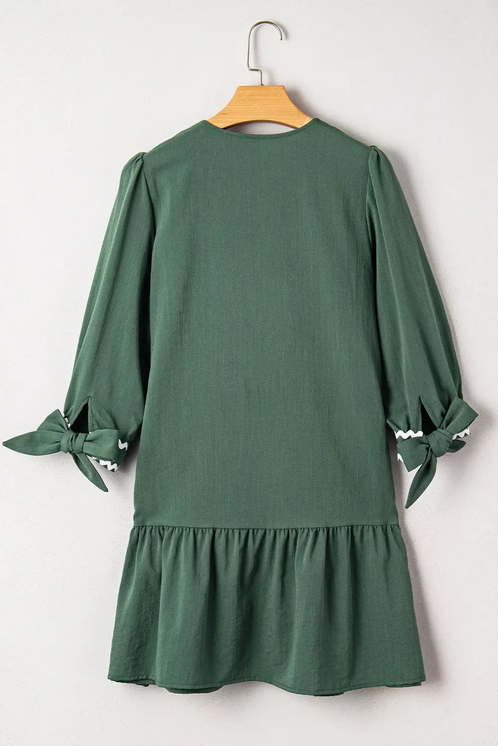 Grateful Threads Boutique Canton Knot Bracelet Sleeve Contrast Ricrac Trim Button V-Neck Shift Dress - Dresses Canton Knot Bracelet Sleeve Contrast Ricrac Trim Button V Neck Shift Dress
