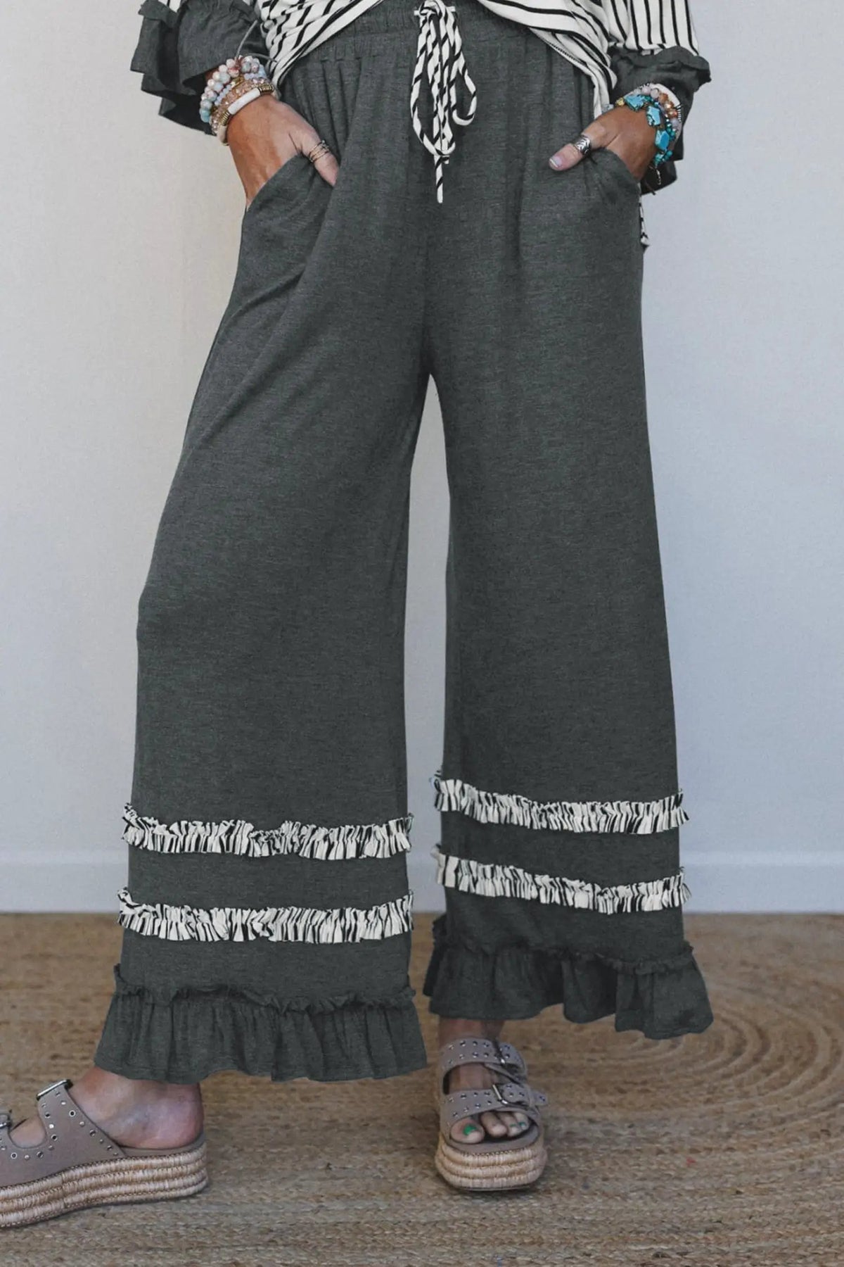 The Peyton Pant Set - Gray Stripe — view 3