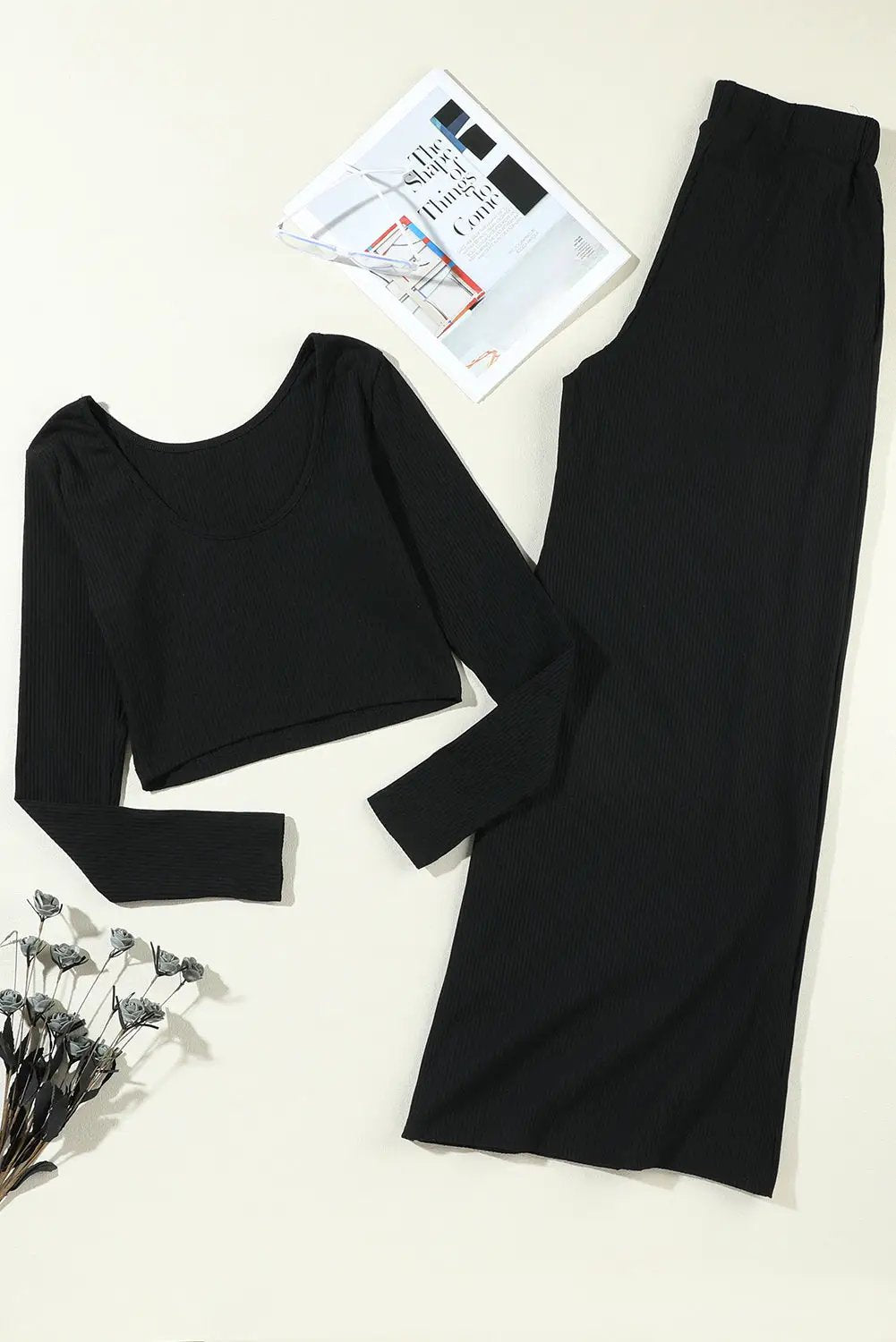Grateful Threads Boutique Midnight Mood Ribbed Lounge Set - Outfit Sets