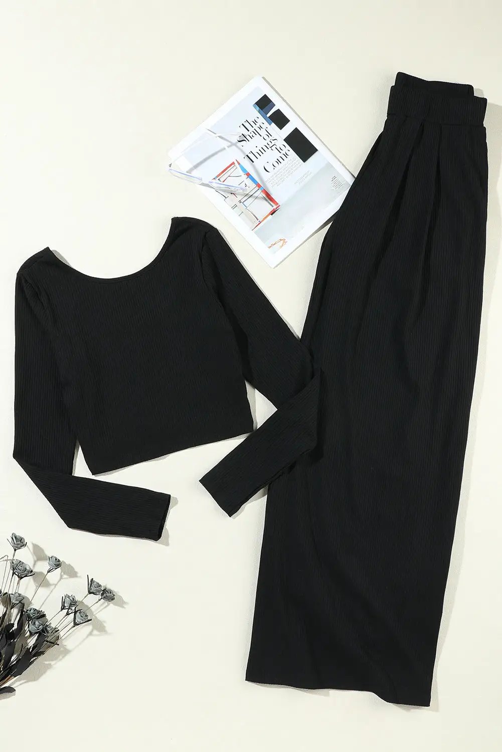 Grateful Threads Boutique Midnight Mood Ribbed Lounge Set - Outfit Sets
