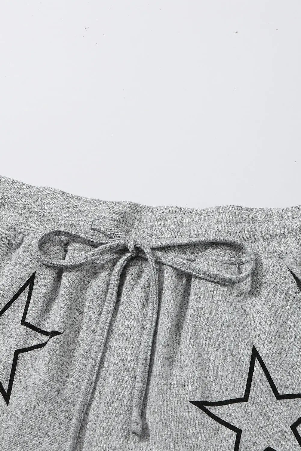 Grateful Threads Boutique Gray Stars Print Long Sleeve Drawstring High Waist Lounge Set - Loungewear