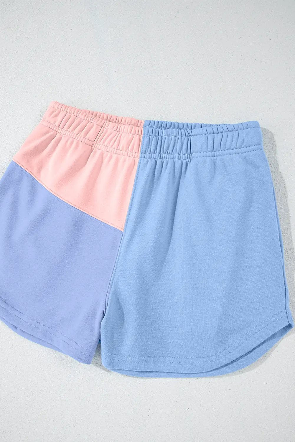 Grateful Threads Boutique Sky Blue Colorblock Patchwork Long Sleeve Shorts Set - Outfit Sets Sky Blue Colorblock Patchwork Long Sleeve Shorts Outfit