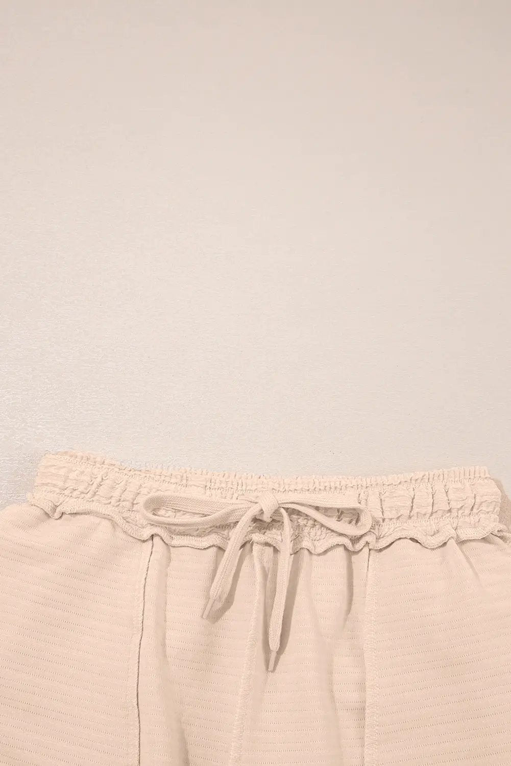 Grateful Threads Boutique Apricot Textured V Neck T-Shirt & Shorts Set – Effortless Summer Chic - Outfit Sets Apricot Textured V Neck T Shirt and Shorts Set