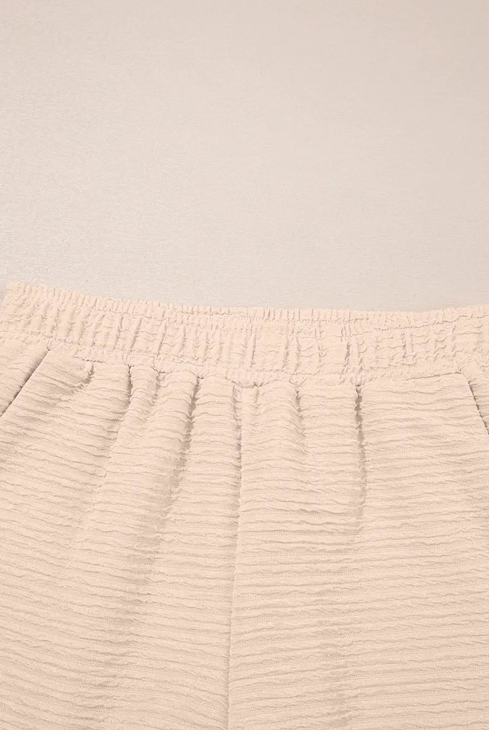 Grateful Threads Boutique Apricot Textured V Neck T-Shirt & Shorts Set – Effortless Summer Chic - Outfit Sets Apricot Textured V Neck T Shirt and Shorts Set
