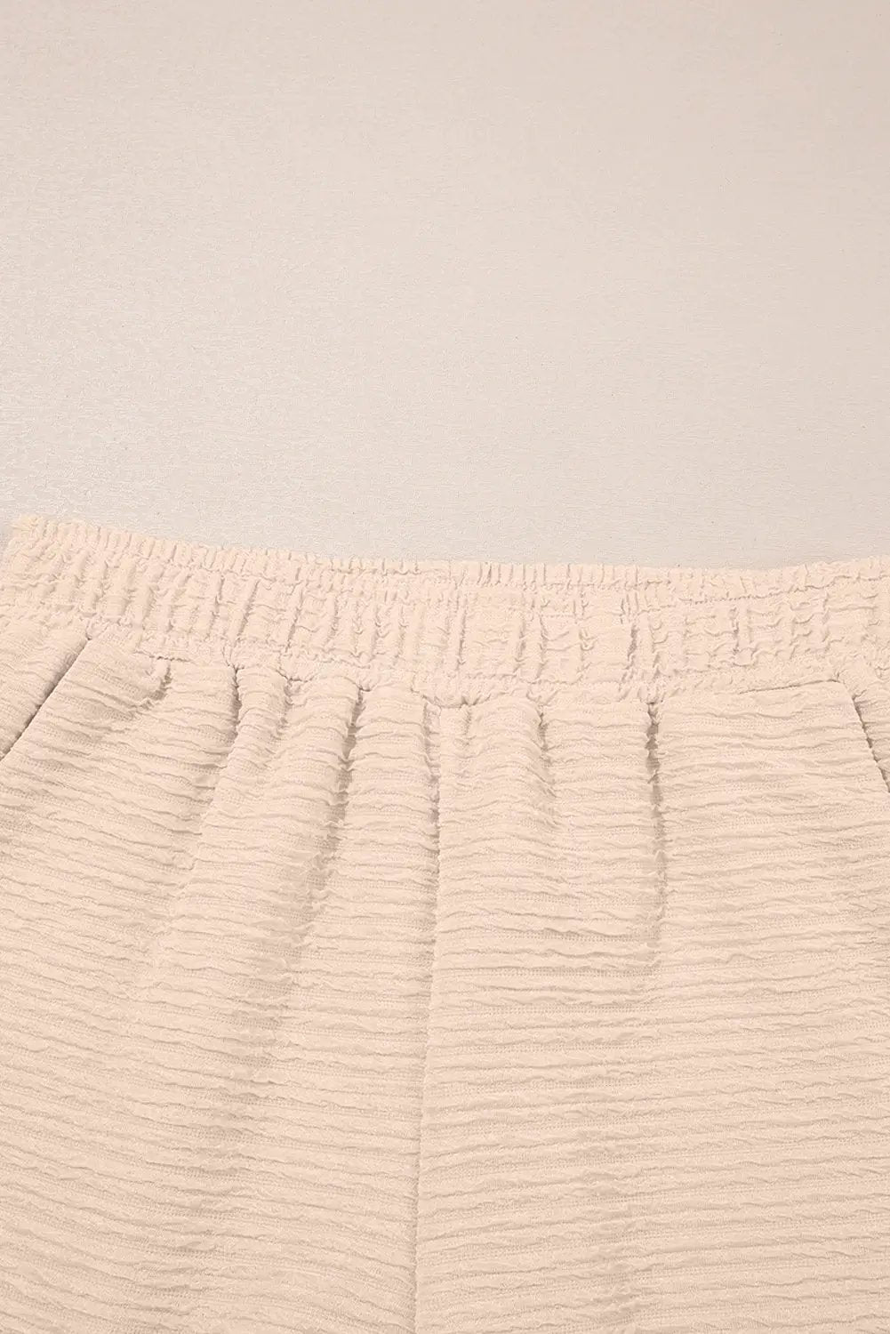 Grateful Threads Boutique Apricot Textured V Neck T-Shirt & Shorts Set – Effortless Summer Chic - Outfit Sets Apricot Textured V Neck T Shirt and Shorts Set