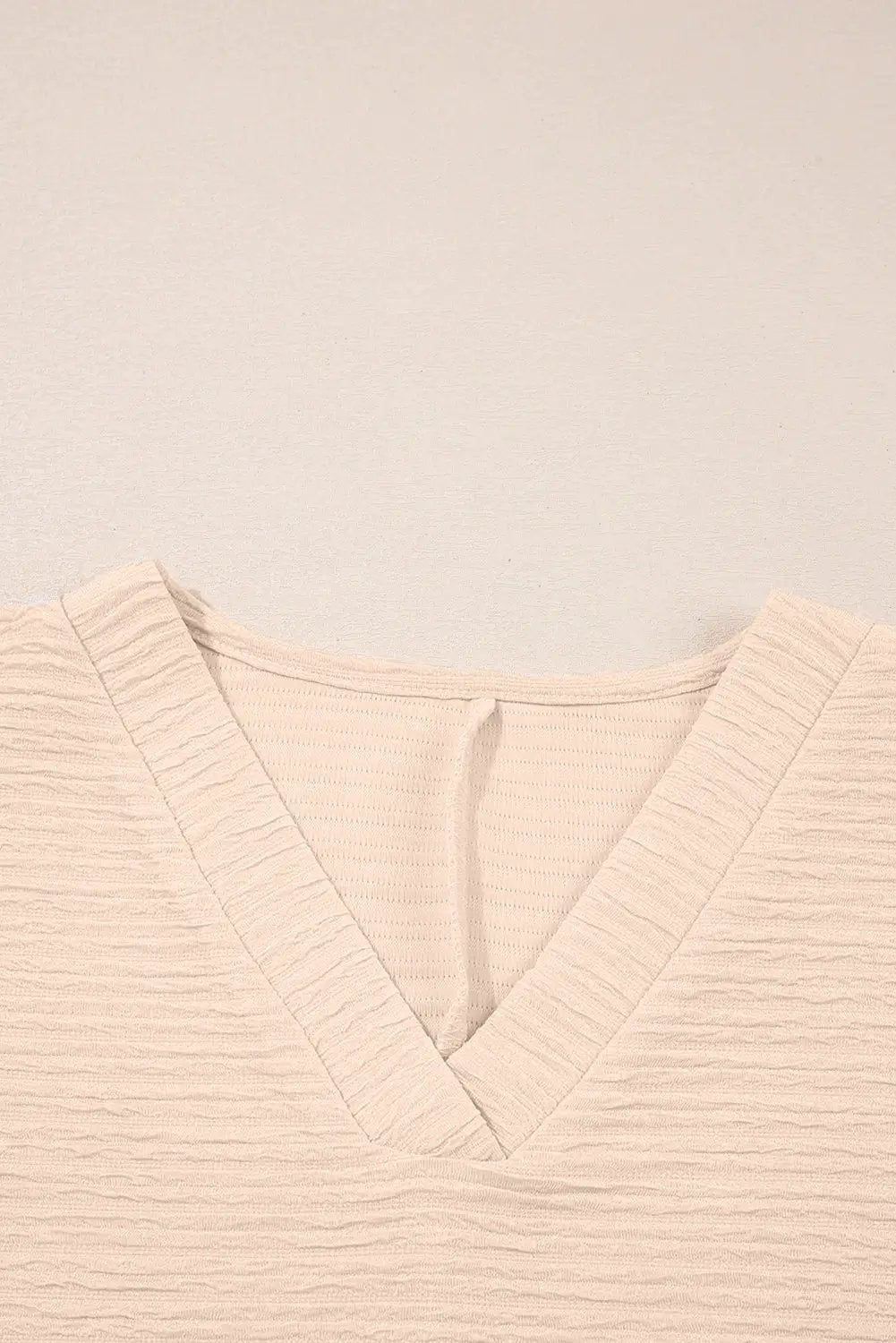 Grateful Threads Boutique Apricot Textured V Neck T-Shirt & Shorts Set – Effortless Summer Chic - Outfit Sets Apricot Textured V Neck T Shirt and Shorts Set