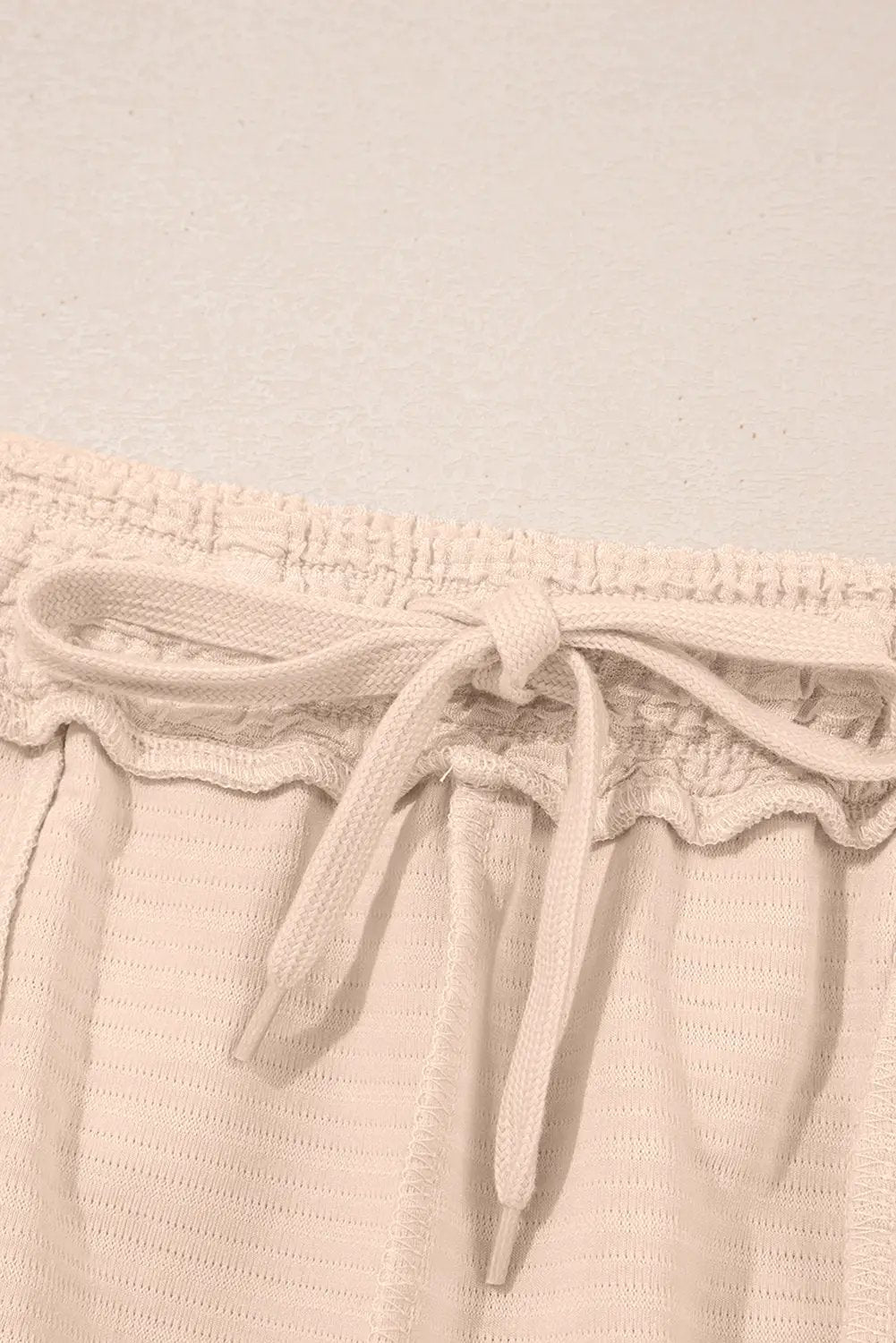 Grateful Threads Boutique Apricot Textured V Neck T-Shirt & Shorts Set – Effortless Summer Chic - Outfit Sets Apricot Textured V Neck T Shirt and Shorts Set