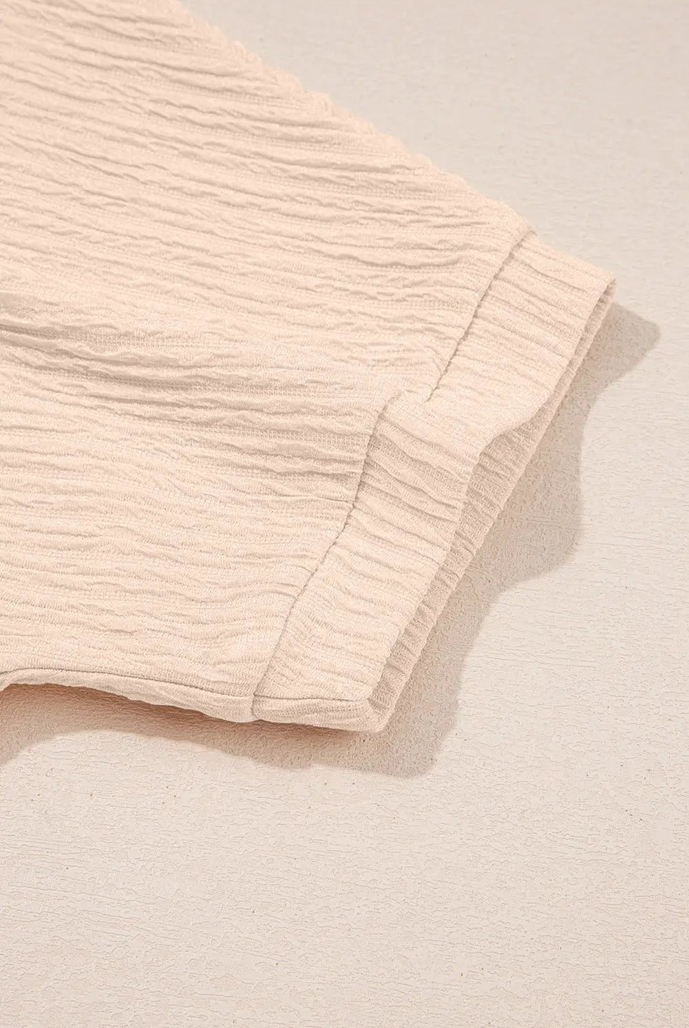 Grateful Threads Boutique Apricot Textured V Neck T-Shirt & Shorts Set – Effortless Summer Chic - Outfit Sets Apricot Textured V Neck T Shirt and Shorts Set