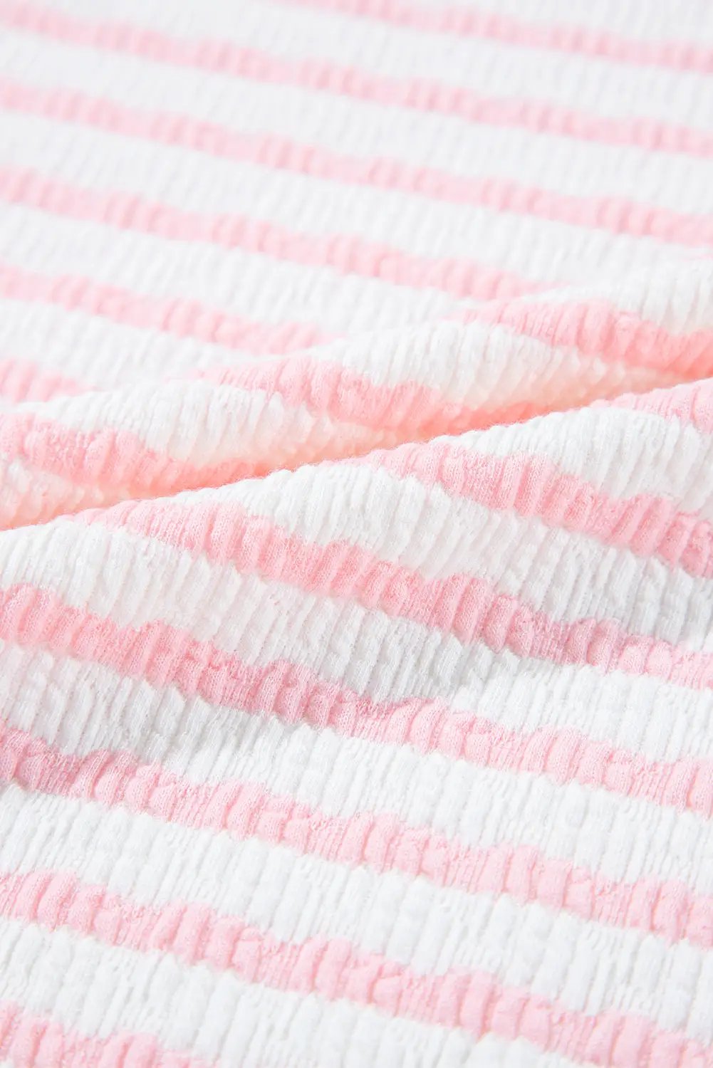 Grateful Threads Boutique Pink Stripe Knit Short Sleeve Top & Drawstring Shorts Set – Trendy Lounge Look - Outfit Sets Pink Stripe Knitted Short Sleeve Top and Drawstring Shorts Set