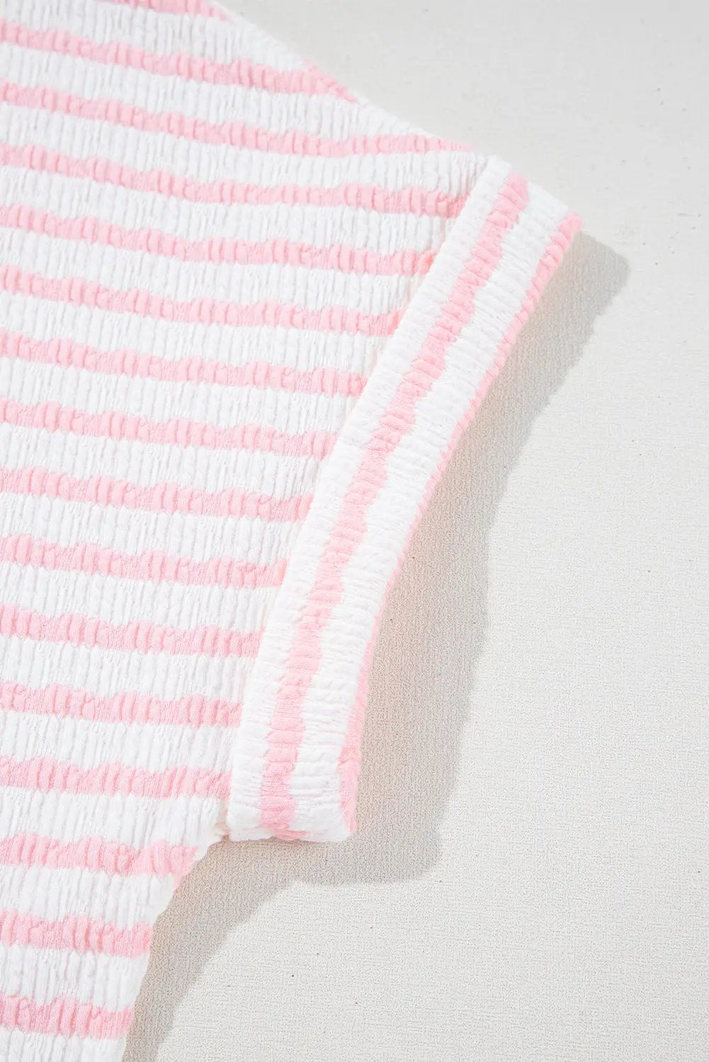 Grateful Threads Boutique Pink Stripe Knit Short Sleeve Top & Drawstring Shorts Set – Trendy Lounge Look - Outfit Sets Pink Stripe Knitted Short Sleeve Top and Drawstring Shorts Set