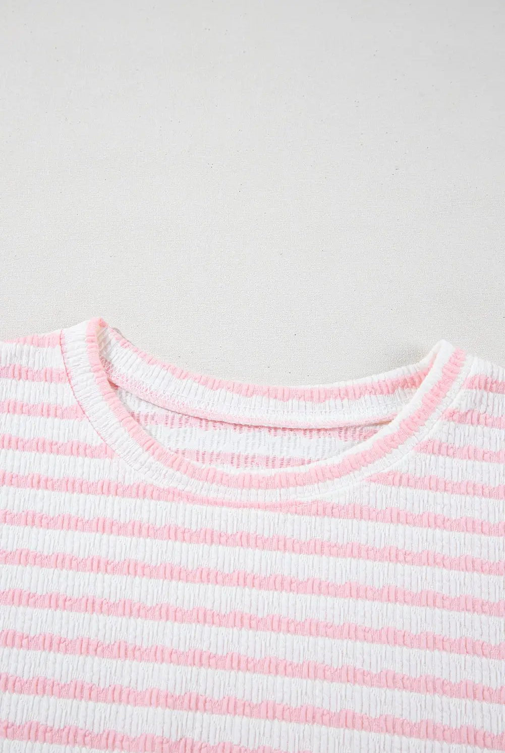 Grateful Threads Boutique Pink Stripe Knit Short Sleeve Top & Drawstring Shorts Set – Trendy Lounge Look - Outfit Sets Pink Stripe Knitted Short Sleeve Top and Drawstring Shorts Set