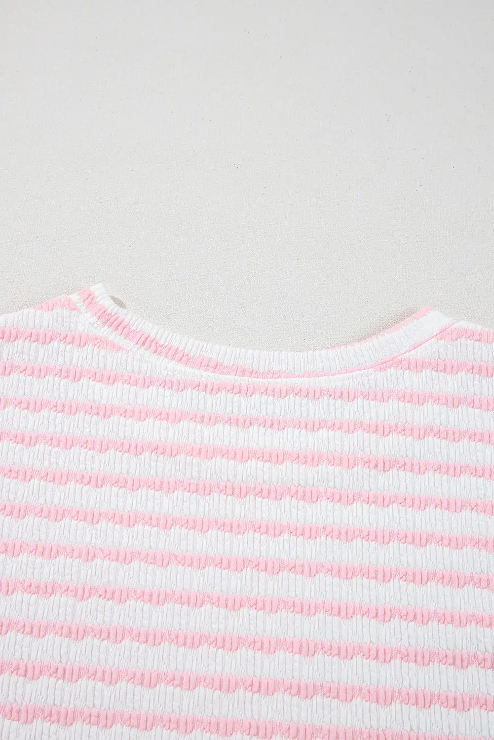 Grateful Threads Boutique Pink Stripe Knit Short Sleeve Top & Drawstring Shorts Set – Trendy Lounge Look - Outfit Sets Pink Stripe Knitted Short Sleeve Top and Drawstring Shorts Set