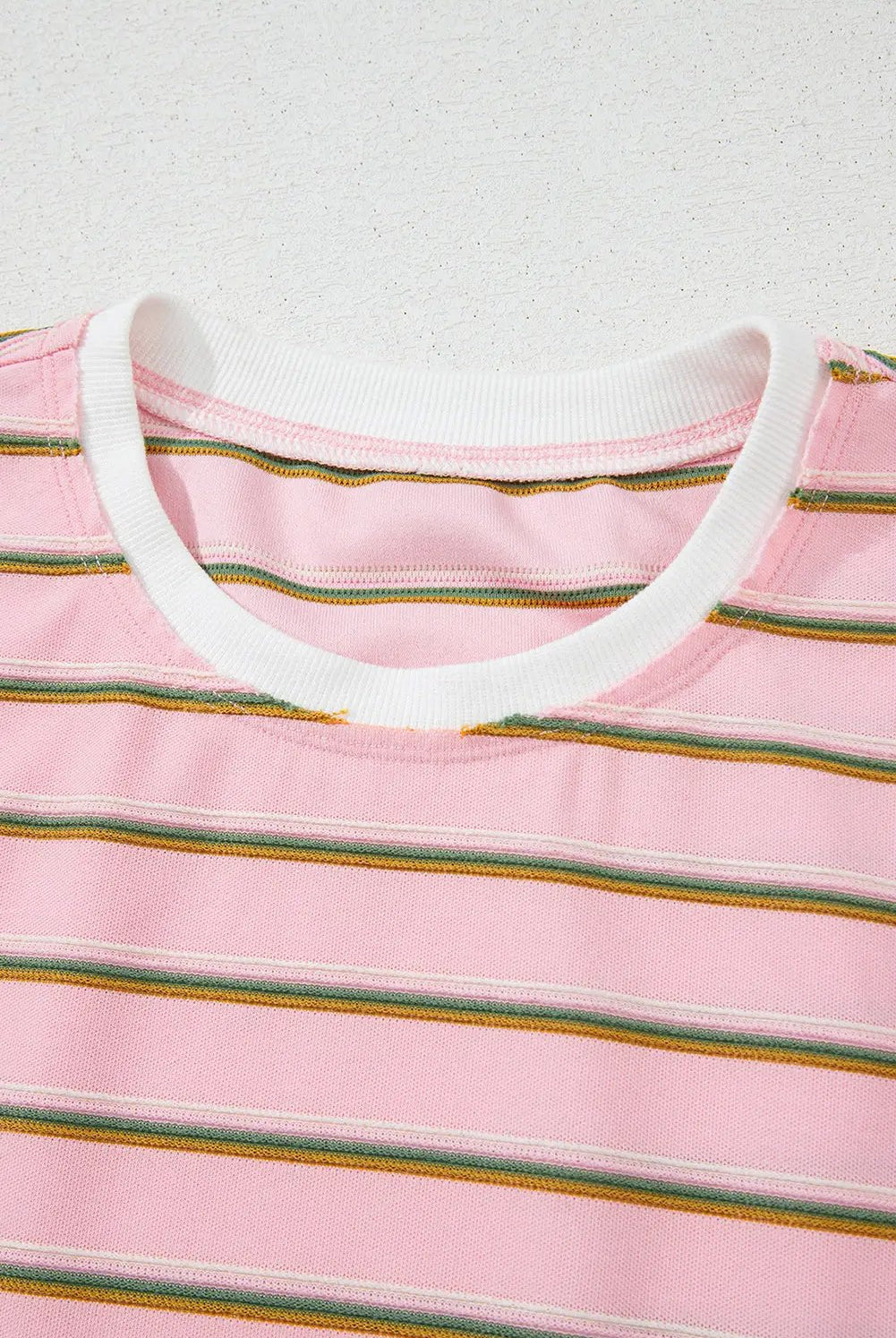 Grateful Threads Boutique The Pink Lemonade Stripe Lounge Set - Outfit Sets Pink Stripe Wide Short Sleeve Tee and Short Set