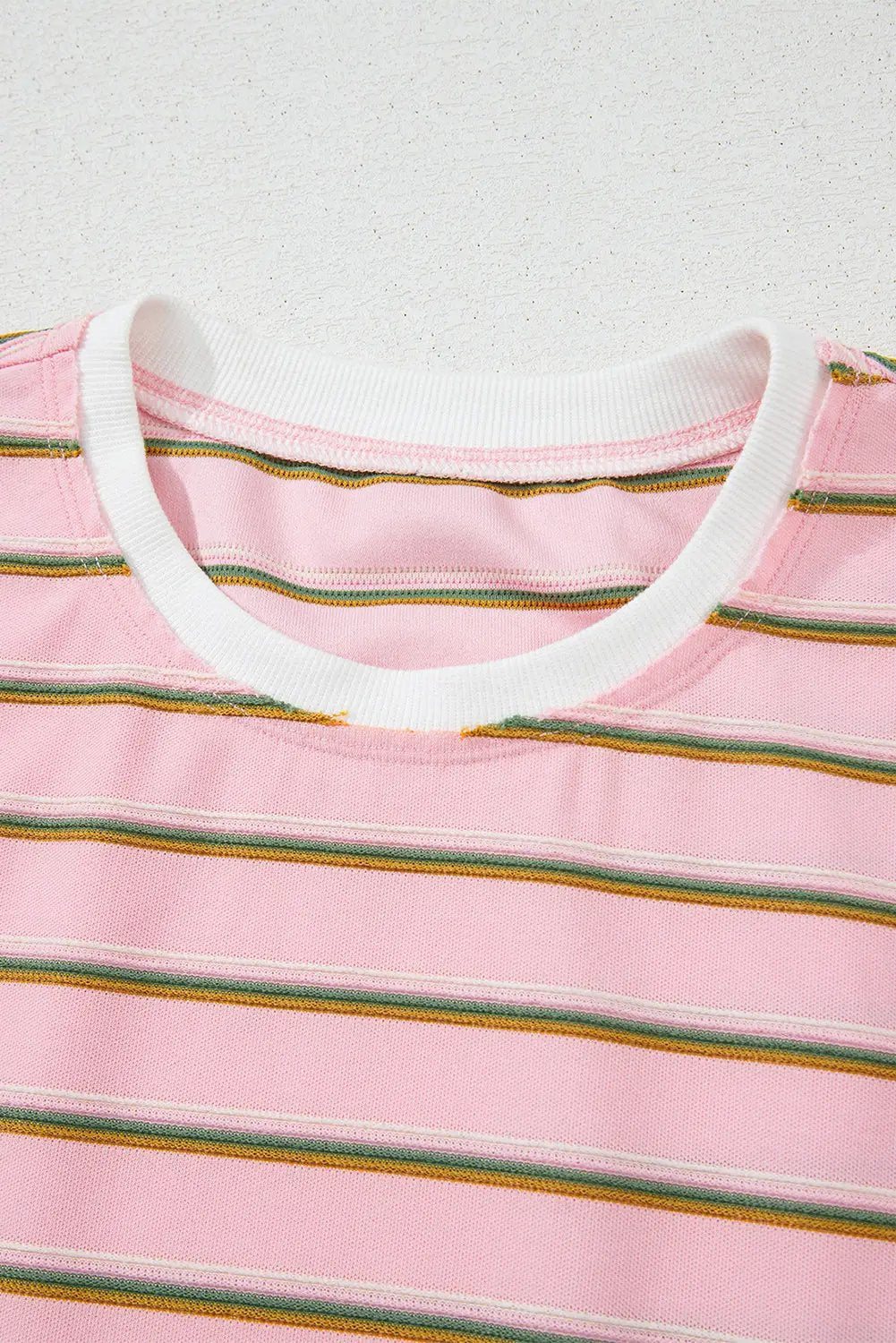Grateful Threads Boutique The Pink Lemonade Stripe Lounge Set - Outfit Sets Pink Stripe Wide Short Sleeve Tee and Short Set