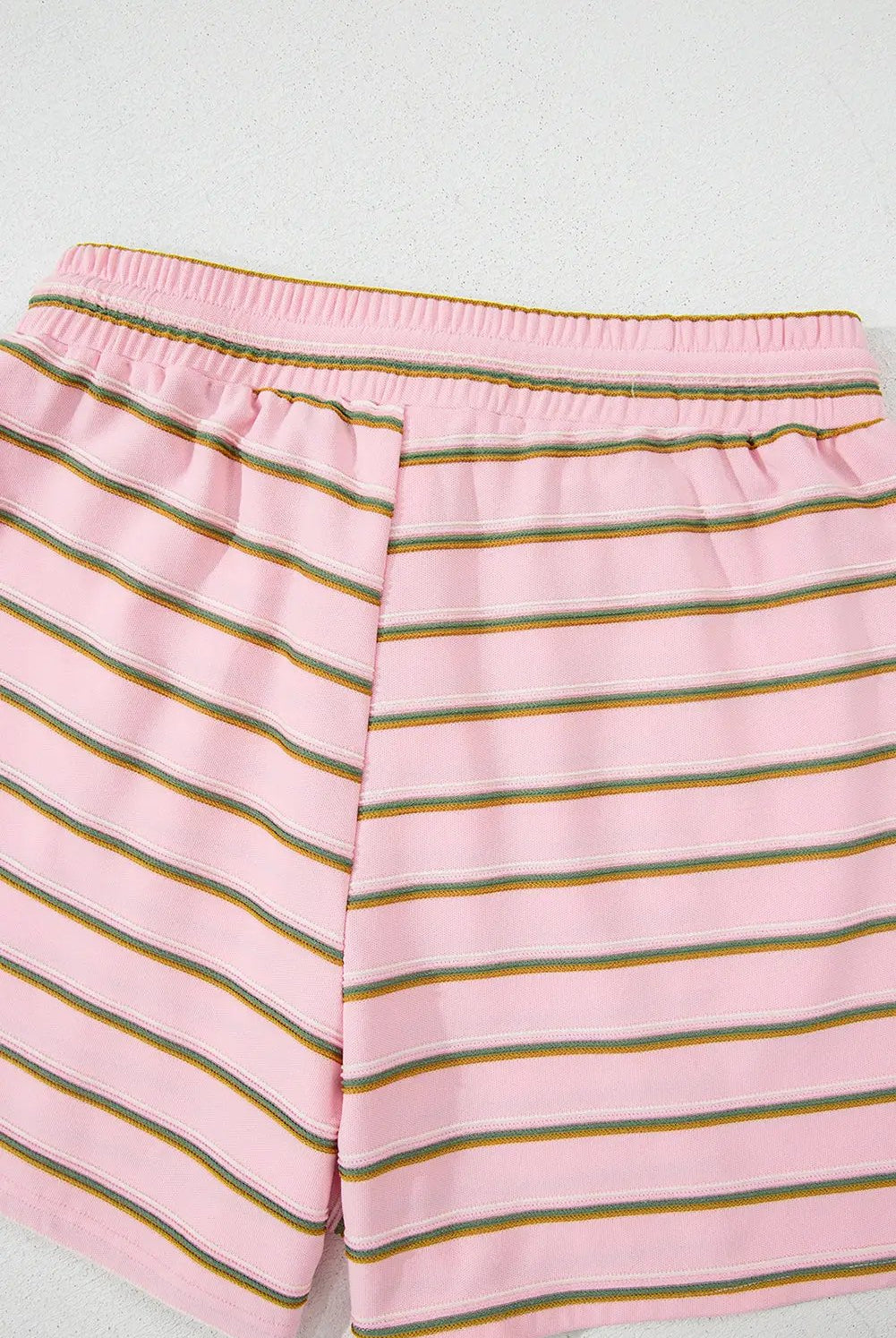 Grateful Threads Boutique The Pink Lemonade Stripe Lounge Set - Outfit Sets Pink Stripe Wide Short Sleeve Tee and Short Set