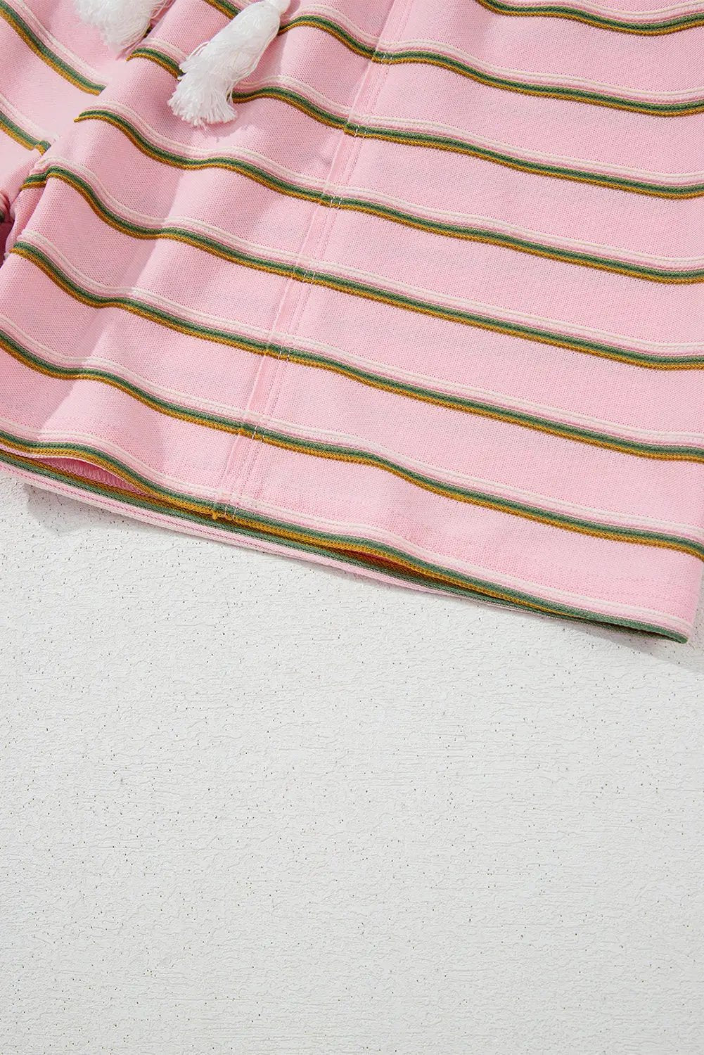 Grateful Threads Boutique The Pink Lemonade Stripe Lounge Set - Outfit Sets Pink Stripe Wide Short Sleeve Tee and Short Set