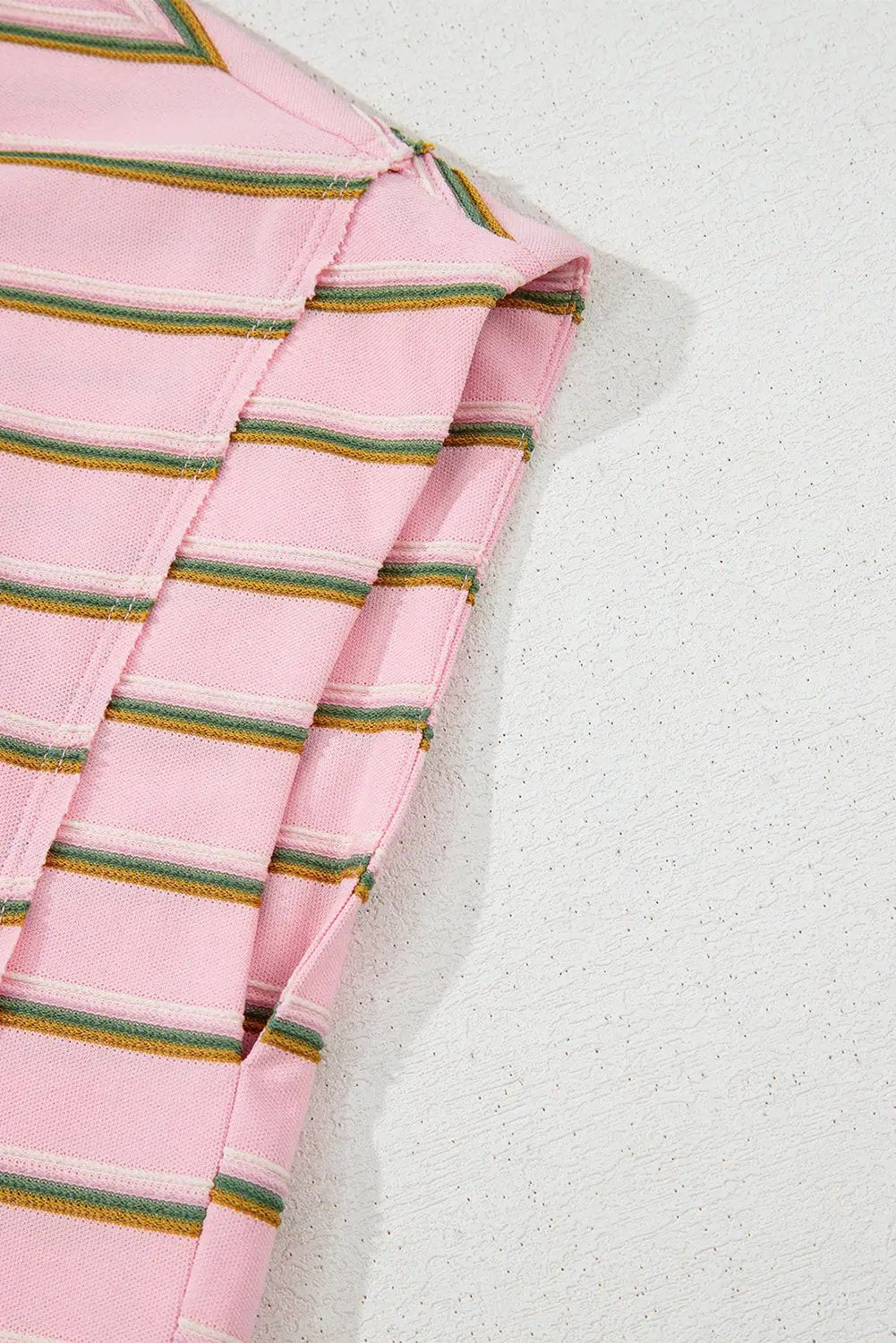 Grateful Threads Boutique The Pink Lemonade Stripe Lounge Set - Outfit Sets Pink Stripe Wide Short Sleeve Tee and Short Set