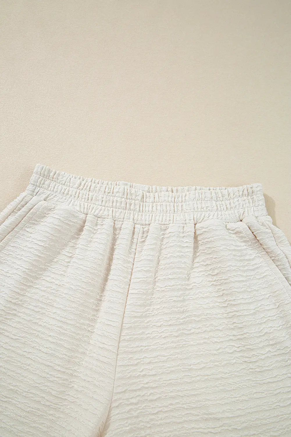 Grateful Threads Boutique Beige Textured Drop Shoulder Tee & Cropped Wide Leg Set - Outfit Sets Beige Textured 3/4 Sleeve Drop Shoulder Tee & Cropped Wide Leg Set
