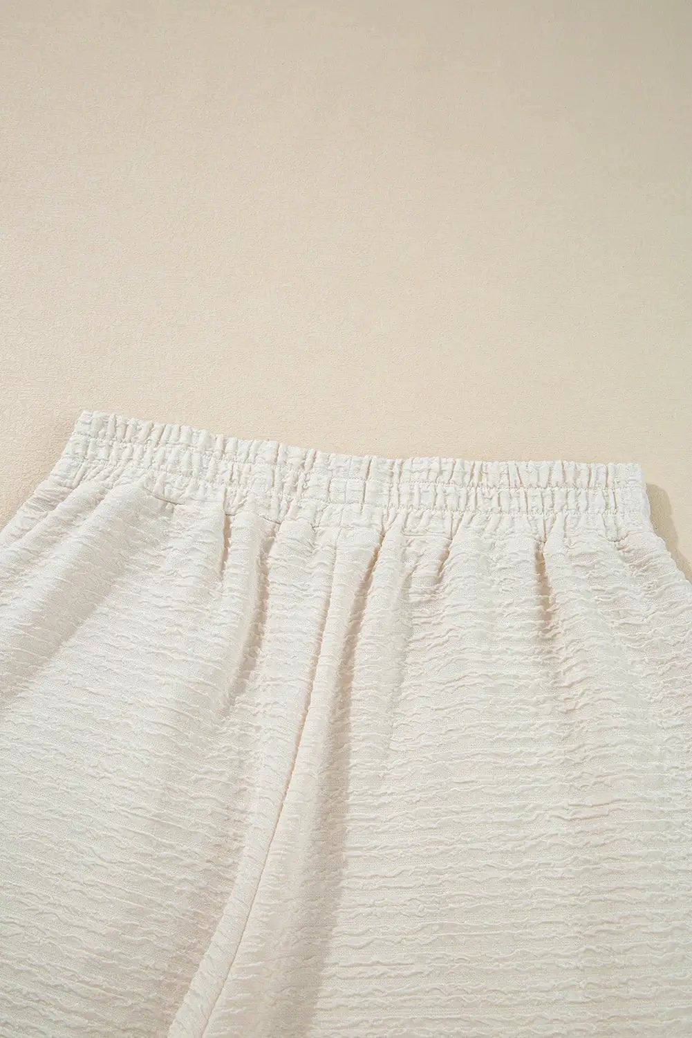 Grateful Threads Boutique Beige Textured Drop Shoulder Tee & Cropped Wide Leg Set - Outfit Sets Beige Textured 3/4 Sleeve Drop Shoulder Tee & Cropped Wide Leg Set