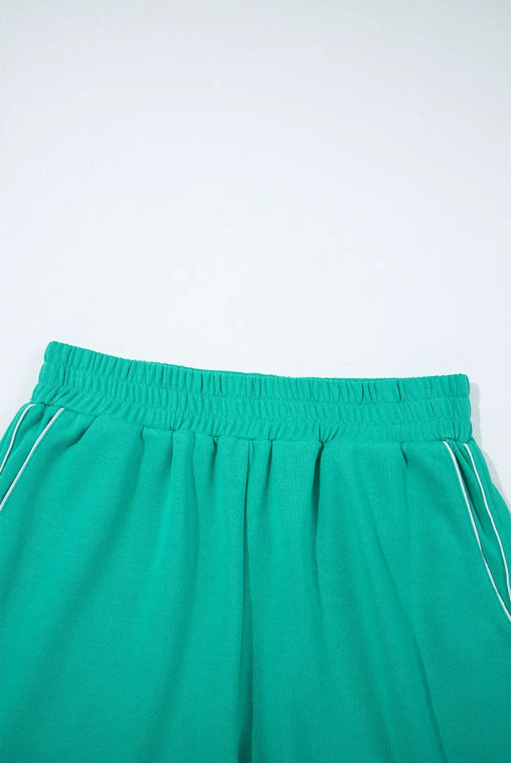 Grateful Threads Boutique Dark Green Colorblock Trim V-Neck Pullover Top and Shorts Set - Outfit Sets