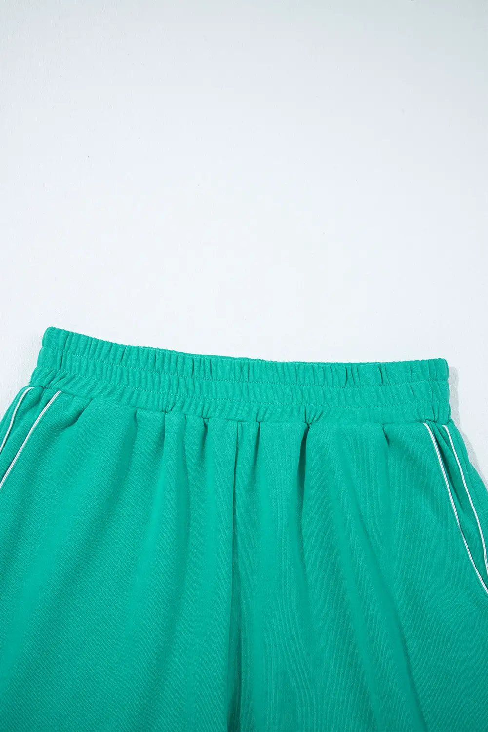 Grateful Threads Boutique Dark Green Colorblock Trim V-Neck Pullover Top and Shorts Set - Outfit Sets