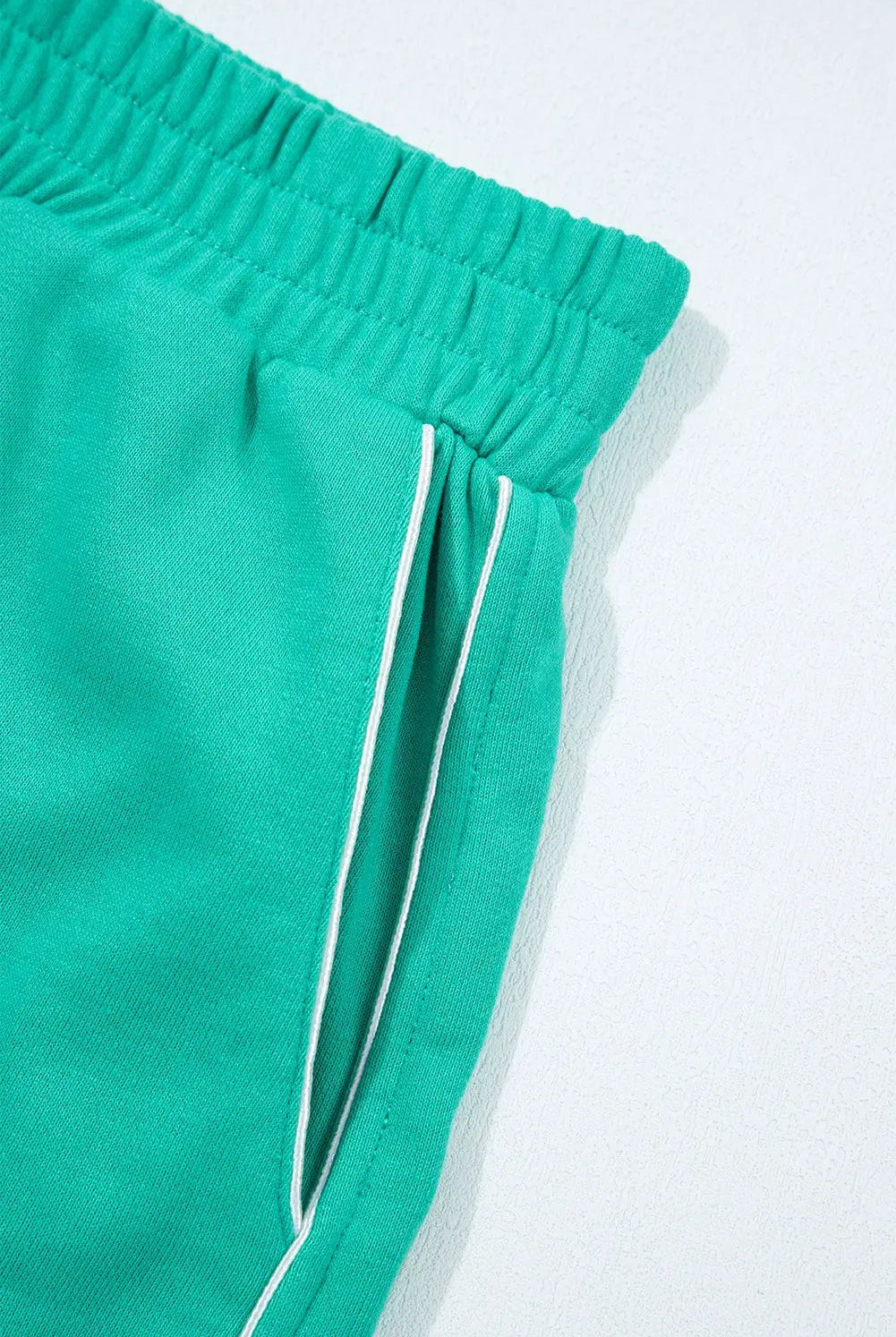 Grateful Threads Boutique Dark Green Colorblock Trim V-Neck Pullover Top and Shorts Set - Outfit Sets