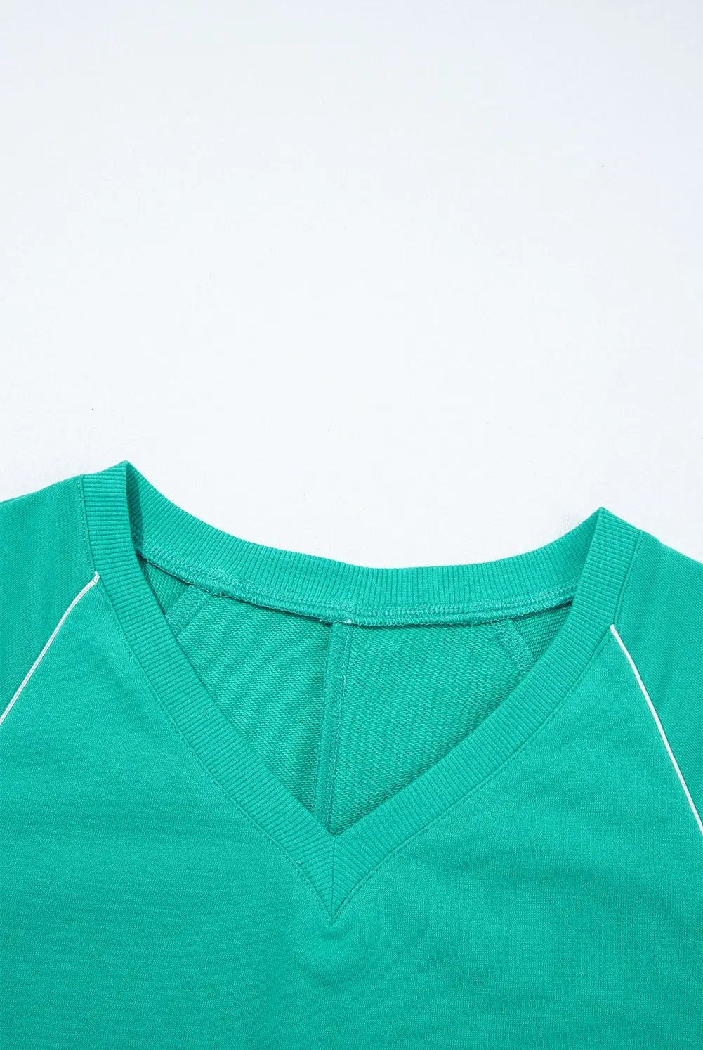 Grateful Threads Boutique Dark Green Colorblock Trim V-Neck Pullover Top and Shorts Set - Outfit Sets