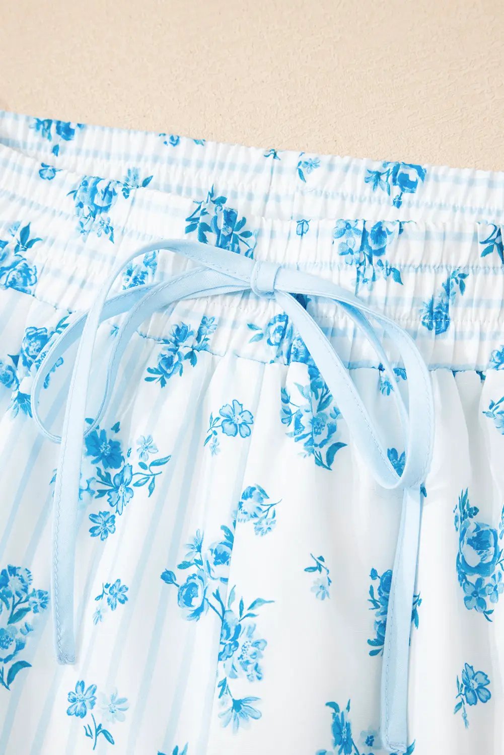 Grateful Threads Boutique Sky Blue Floral Striped Print PJ Set - Pajamas Sky Blue Floral Striped Print PJ Set