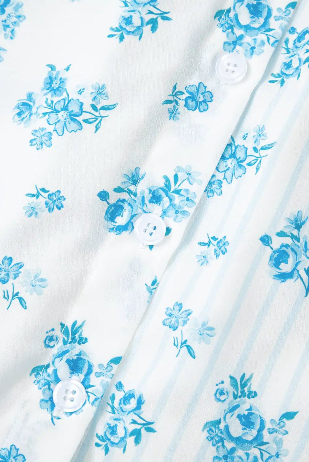 Grateful Threads Boutique Sky Blue Floral Striped Print PJ Set - Pajamas Sky Blue Floral Striped Print PJ Set