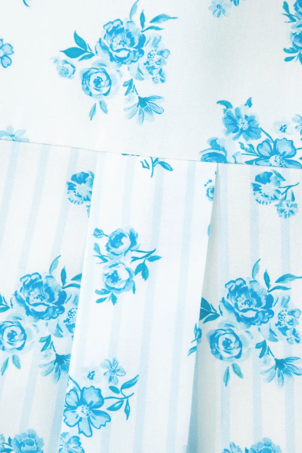 Grateful Threads Boutique Sky Blue Floral Striped Print PJ Set - Pajamas Sky Blue Floral Striped Print PJ Set