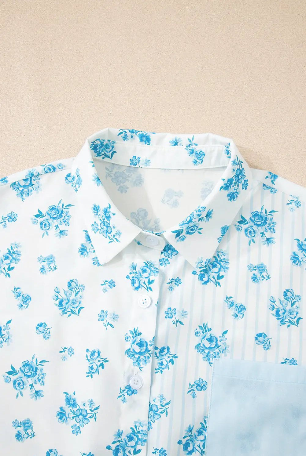 Grateful Threads Boutique Sky Blue Floral Striped Print PJ Set - Pajamas Sky Blue Floral Striped Print PJ Set